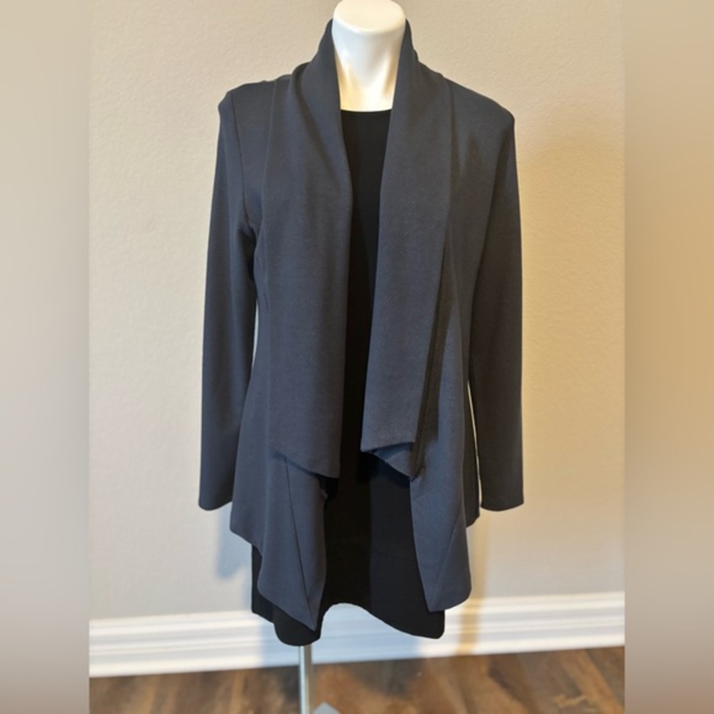 Lysse Active Cascade Long Sleeve Navy Blue Draped Cardigan Women's Size Medium